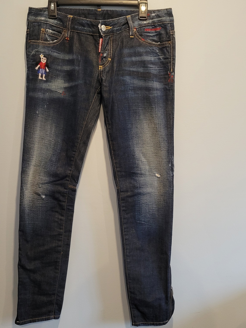 Rare DSQUARED2 Embroidered Slim Fit Distressed Jeans W44 (Circa 2012)